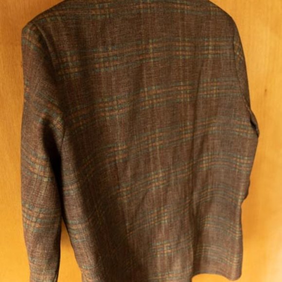 VIN Darcy Brown with Orange and Blue Plaid Shirt womens L - Picture 9 of 10